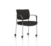 Brunswick Deluxe Black Fabric Back Chrome Frame With Arms With Castors
