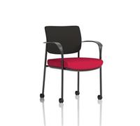 Brunswick Deluxe Black Fabric Back Frame Seat Cherry Arms/Castors