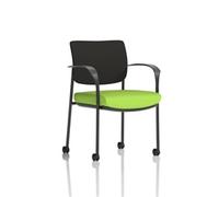 Brunswick Deluxe Black Fabric Back Frame Seat Green Arms/Castors