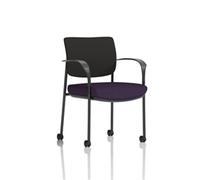 Brunswick Deluxe Black Fabric Back Frame Seat Purple + Arms/Castors