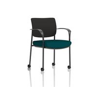 Brunswick Deluxe Black Fabric Back Frame Seat Teal Arms/Castors