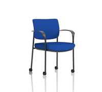Brunswick Deluxe Black Frame Back Seat Blue With Arms/Castors