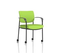 Brunswick Deluxe Black Frame Back Seat Green With Arms/Castors