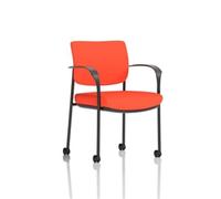 Brunswick Deluxe Black Frame Back Seat Orange With Arms/Castors