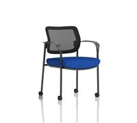 Brunswick Deluxe Mesh Back Black Frame Seat Blue With Arms/Castors