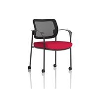 Brunswick Deluxe Mesh Back Black Frame Seat Cherry With Arms/Castors