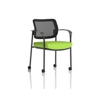 Brunswick Deluxe With Arms Black Frame With Castors Mesh Back Bespoke Colour Seat Myrrh Green