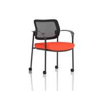 Brunswick Deluxe Mesh Back Black Frame Seat Orange With Arms/Castors