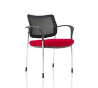 Brunswick Deluxe Mesh Back Chrome Frame Bespoke Seat Cherry With Arms