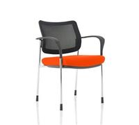 Brunswick Deluxe With Arms Chrome Frame Mesh Back Bespoke Colour Seat Tabasco Orange