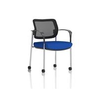 Brunswick Deluxe Mesh Back Chrome Frame Seat Blue With Arms/Castors