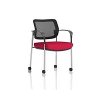 Brunswick Deluxe Mesh Back Chrome Frame Seat Cherry With Arms/Castors