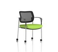Brunswick Deluxe With Arms Chrome Frame With Castors Mesh Back Bespoke Colour Seat Myrrh Green