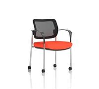 Brunswick Deluxe Mesh Back Chrome Frame Seat Orange With Arms/Castors