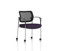 Brunswick Deluxe Mesh Back Chrome Frame Seat Purple With Arms/Castors