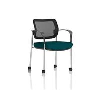 Brunswick Deluxe Mesh Back Chrome Frame Seat Teal With Arms/Castors