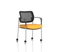 Brunswick Deluxe Mesh Back Chrome Frame Seat Yellow With Arms/Castors