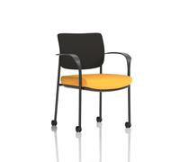 Brunswick Deluxe With Arms Black Frame With Castors Black Fabric Back Bespoke Colour Seat Senna Yellow