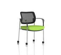 Brunswick Deluxe With Arms Chrome Frame With Castors Mesh Back Bespoke Colour Seat Myrrh Green