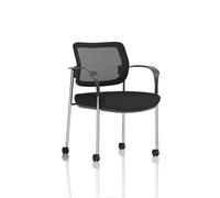 Brunswick Deluxe With Arms Chrome Frame With Castors Mesh Back Black Seat