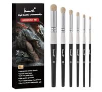 Brusarth Drybrush Set-Hobby Detail Paint Brush Set, 6 Sizes Goat Hair Acrylic Paint Brushes for Tabletop & Wargames Miniature Watercolor Oil Painting, Model for Beginners & Professional