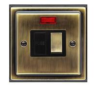Brush Antique Brass 13amp Switched Fused Spur Connection Unit Neon Indicator BE419 KME