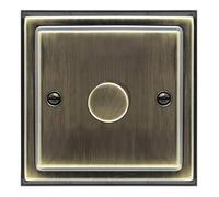 Brush Antique Brass Dimmer Switch 1 Gang Single Pole 0-400w BE352 KME