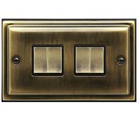 Brush Antique Brass Light Switch 4 Gang 10amp 2 Way BE308 KME