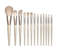 BRUSH ARTIST 13 PCs Premium Synthetic Champagne Makeup Brush Set with Cotton Cosmetic Bag Face Powder Brush, Contour Brush, Blush Brush, Eyeshadow Brush, Eyebrow Brush, Concealer Brush