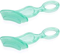 Brush-Baby Chewable Soft Toothbrush for Babies & Toddlers | Stage 2 First Teeth - Teething | Suitable from 10 - 36 months | Gently cleans baby teeth and soothes sore gums | Teal Colour, Pack of 2