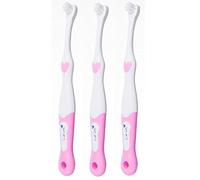 Brush Baby FirstBrush First Toothbrush for Ages 0-18 Months - Small Head, Soft Bristles, Long Handle for Ideal Baby Teeth Cleaning - Colour May Vary (3-Pack)