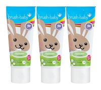 Brush-Baby - Gentle Applemint Baby Toothpaste, 3 x 50ml Tubes - for Ages 0-3 - with Xylitol & Fluoride - Supports Healthy Teeth & Gums - Gentle, Safe if Swallowed - Vegan Formula
