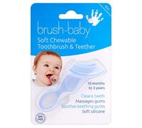 Brush Baby Soft Silicone Chewable Toothbrush and Teether, for Baby, (10-36 Months), Perfect for Teething Toddlers and Those who chew Their Toothbrush or Won't Brush Their Teeth