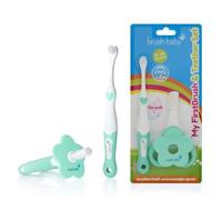 Brush Baby Toothbrush & Teether Set with Soft Bristles for 0-18 Months - Safe BPA-Free First Brush with Long Handle & Gum Massaging Teether - Award-Winning Dental Care Kit for Early Oral Hygiene