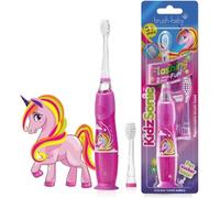 Brush-Baby - Unicorn KidzSonic Kids Electric Toothbrush, 3+ Years - DeepClean Bristles, Suction Base - Fun Design with Flashing Disco Lights - 2 x Replacement Heads & 1 x AAA Battery