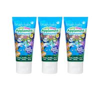 Brush-Baby WildOnes Applemint Kids Toothpaste - 150ml (3 x 50ml Tubes) for Ages 3+ - with Xylitol & Fluoride - Strong Teeth, Healthy Gums & Fresh Breath - Gentle Vegan Formula, Safe if Swallowed