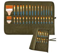 Brush Bags 30 Slots Pencil Roll Pencil Case Roll Brush Case Empty Artist Brush Roll Large Makeup Brush Bag Canvas Pen Roll Brush Case for Pens Watercolour Oil Brush