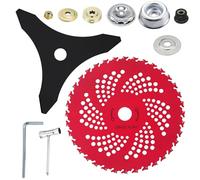 Brush Cutter Blades,11PCS Metal 9 Inch 36 Teeth Adapter Kit Carbide Tipped Brush Cutter Blade & 10 Inch 3 Teeth Weed Eater Blade Combo with Universal Adapter Kit, Weed Lawn Trimmer Tools