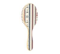 Brush Detangler Hair Brush - All Hair Types - Soft Bristles Glide Through Tangles with Ease A Classic Nautical Theme Pattern with Anchors Ship Wheels and Lighthouses Complemented by Stripes for