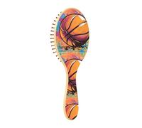 Brush Detangler Hair Brush - All Hair Types - Soft Bristles Glide Through Tangles with Ease Basketball Pop Art Design for Wet & Dry Hair