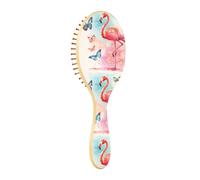 Brush Detangler Hair Brush - All Hair Types - Soft Bristles Glide Through Tangles with Ease Blue Butterfly Flamingo for Wet & Dry Hair