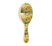 Brush Detangler Hair Brush - All Hair Types - Soft Bristles Glide Through Tangles with Ease Bright Orange Yellow Flowers Blooming in The Summer Sun for Wet & Dry Hair