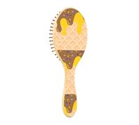 Brush Detangler Hair Brush - All Hair Types - Soft Bristles Glide Through Tangles with Ease Brown Yellow Ice Cream Waffles for Wet & Dry Hair