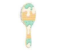 Brush Detangler Hair Brush - All Hair Types - Soft Bristles Glide Through Tangles with Ease Green Ice Cream Waffles for Wet & Dry Hair