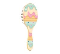 Brush Detangler Hair Brush - All Hair Types - Soft Bristles Glide Through Tangles with Ease Pink Green Ice Cream Waffles for Wet & Dry Hair