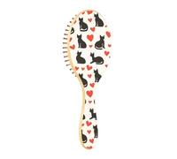 Brush Detangler Hair Brush - All Hair Types - Soft Bristles Glide Through Tangles with Ease Silhouette Cats Hearts for Wet & Dry Hair