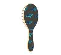 Brush Detangler Hair Brush - All Hair Types - Soft Bristles Glide Through Tangles with Ease Swimming Blue Shark Grey Background for Wet & Dry Hair