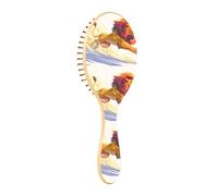 Brush Detangler Hair Brush - All Hair Types - Soft Bristles Glide Through Tangles with Ease Yellow Running Lions for Wet & Dry Hair