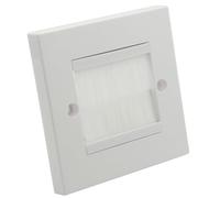 Brush Faceplate Faceplate Wall Plate - Single Gang Cable Entry Access Brush Bristles Style Strap Opening Port Insert Socket Wiring Plug Jack Decorative Face Cover Outlet Mount Panel (White)