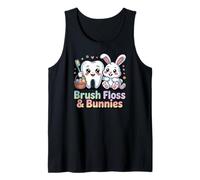 Brush Floss & Bunnies Funny Easter Bunny Dental Humor Quote Tank Top